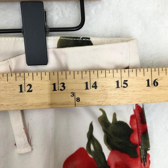 VTG NEWPORT NEWS Easy Style Flare Leg Floral Pants Women's Sz 12 White Cotton - Picture 6 of 11